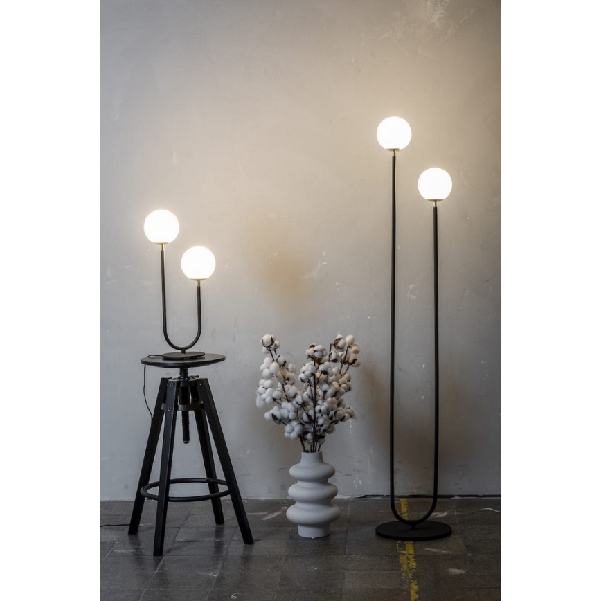 Argon 7073 - Stojací lampa FERRONE 2xE14/7W/230V černá/bílá/zlatá