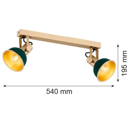 Argon 7143 - Bodové svítidlo LENORA 2xE14/7W/230V zlatá/zelená