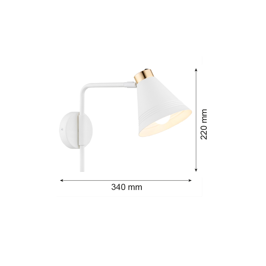 Argon 8006 - Nástěnná lampa AVALONE 1xE27/15W/230V 34 cm bílá/zlatá