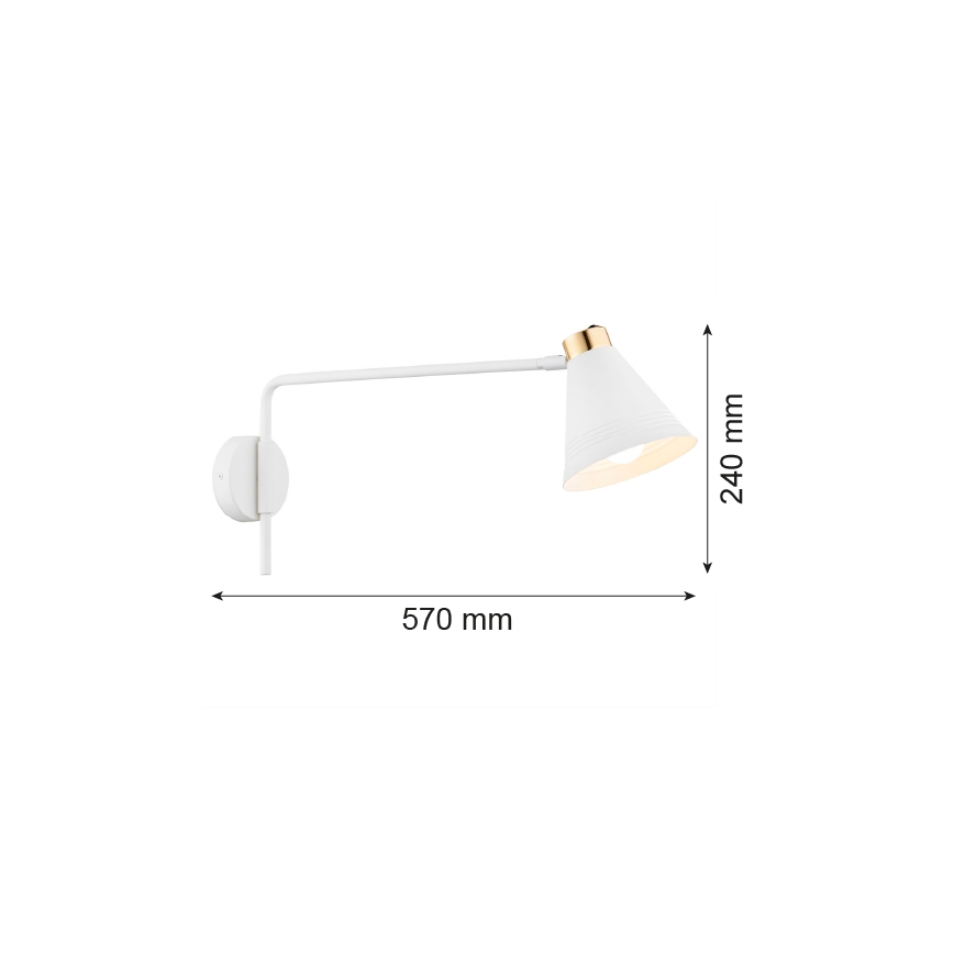 Argon 8007 - Nástěnná lampa AVALONE 1xE27/15W/230V 57 cm bílá/zlatá