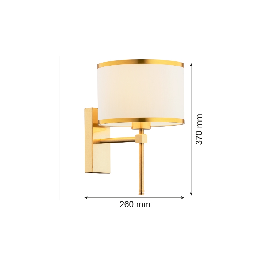Argon 8033 - Nástěnná lampa ABBANO 1xE27/15W/230V mosaz/bílá