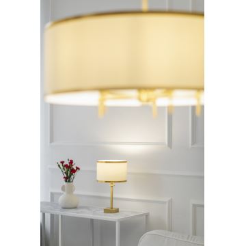 Argon 8047 - Stolní lampa ABBANO 1xE27/15W/230V mosaz/bílá