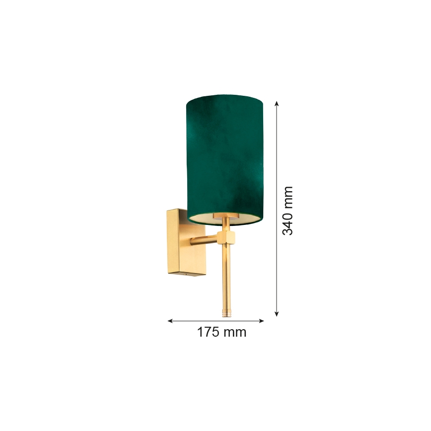 Argon 8109 - Nástěnná lampa ABRUZZO 1xE14/7W/230V mosaz/zelená