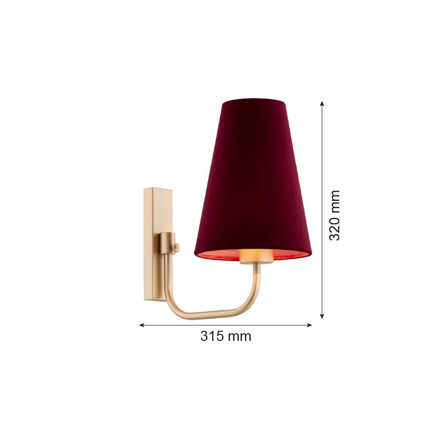 Argon 8313 - Nástěnná lampa SAFIANO 1xE27/15W/230V vínová