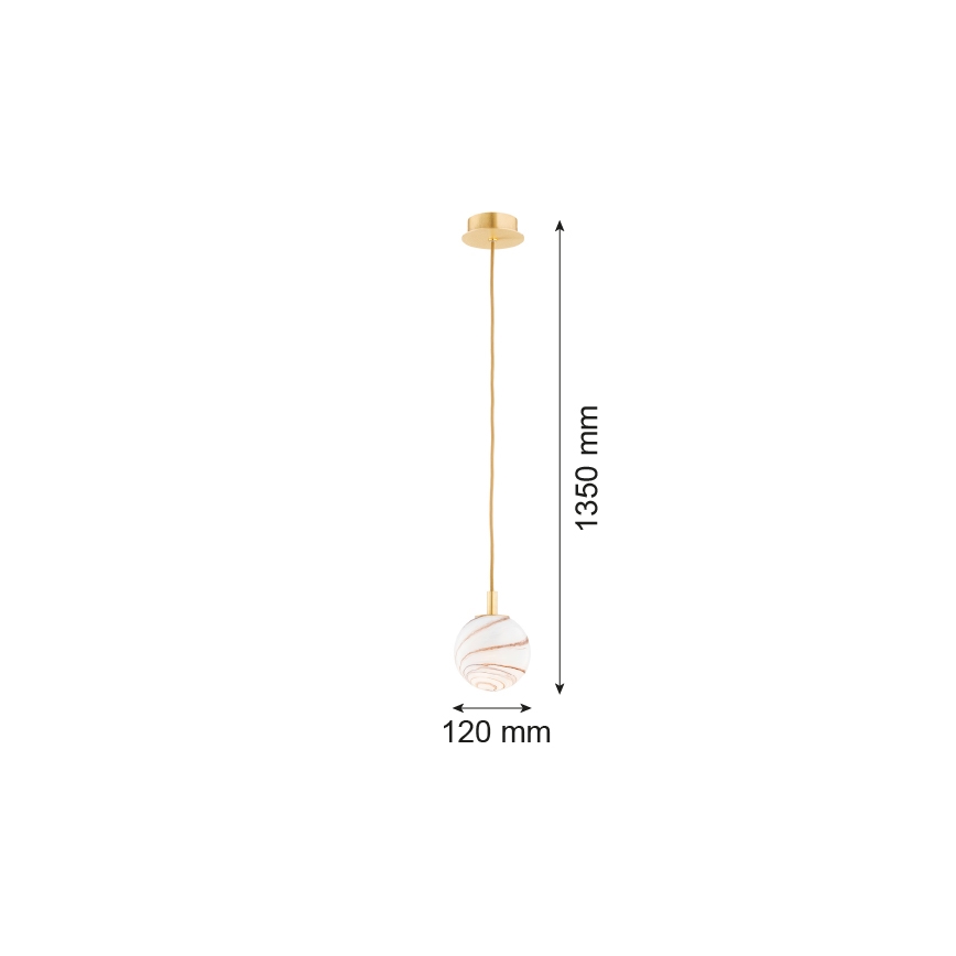 Argon 8450 - Lustr na lanku ALMIROS 1xE14/7W/230V pr. 12 cm alabastr zlatá