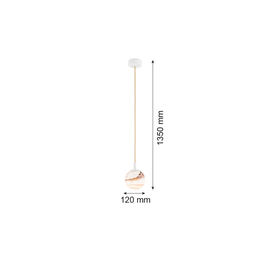 Argon 8451 - Lustr na lanku ALMIROS 1xE14/7W/230V pr. 12 cm alabastr bílá/zlatá