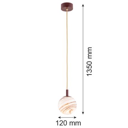 Argon 8452 - Lustr na lanku ALMIROS 1xE14/7W/230V pr. 12 cm alabastr hnědá/zlatá
