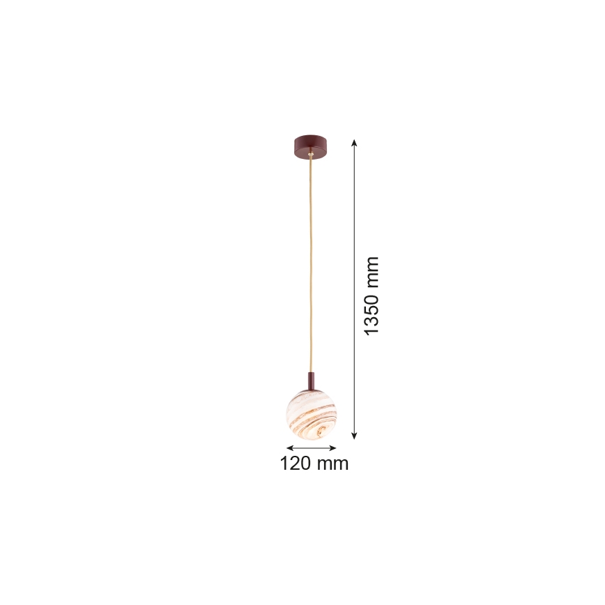 Argon 8452 - Lustr na lanku ALMIROS 1xE14/7W/230V pr. 12 cm alabastr hnědá/zlatá