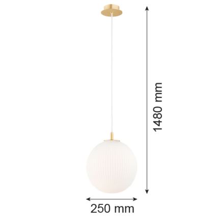 Argon 8507 - Lustr na lanku PALOMA 1xE27/15W/230V pr. 25 cm zlatá/bílá