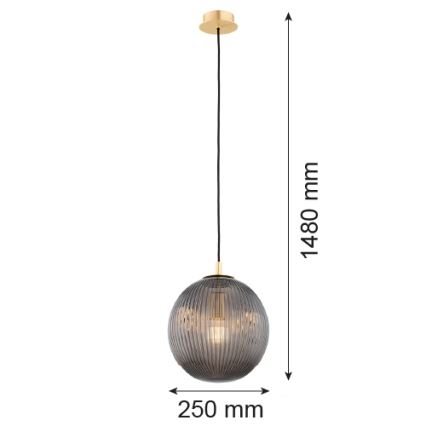 Argon 8513 - Lustr na lanku PALOMA 1xE27/15W/230V pr. 25 cm zlatá/černá