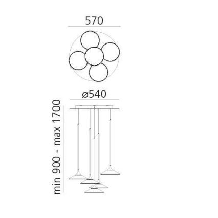 Artemide 0355030A - LED Stmívatelný lustr na lanku ORSA CLUSTER LED/37W/230V 3000K