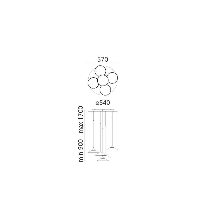 Artemide 0355030A - LED Stmívatelný lustr na lanku ORSA CLUSTER LED/37W/230V 3000K