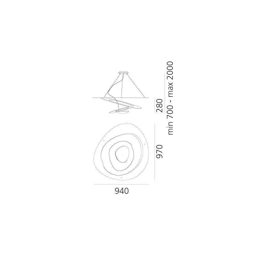 Artemide 1254110A - LED Stmívatelný lustr na lanku PIRCE LED/44W/230V 3000K bílá