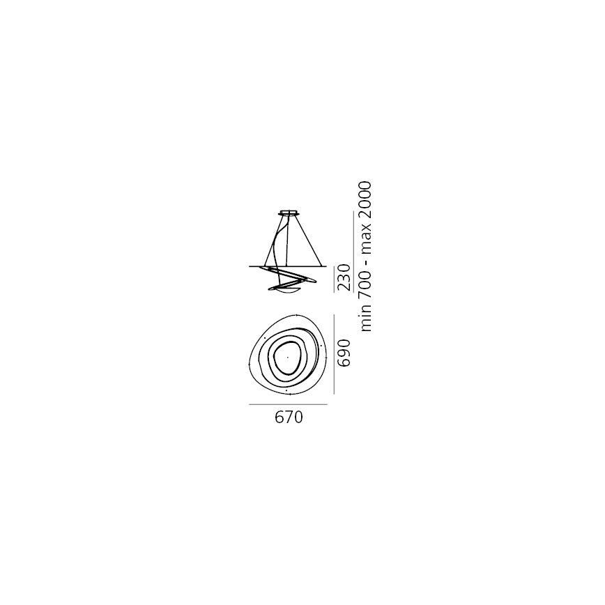 Artemide 1256120A - LED Stmívatelný lustr na lanku PIRCE LED/44W/230V 3000K zlatá