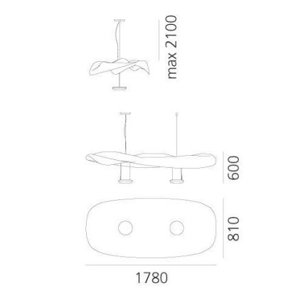 Artemide 1513010A - Lustr na lanku COSMIC ANGEL 2xR7s/11W/230V lesklý chrom