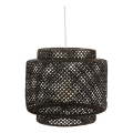 Atmosphera - Lustr na lanku LIBY 1xE27/40W/230V bambus/černá