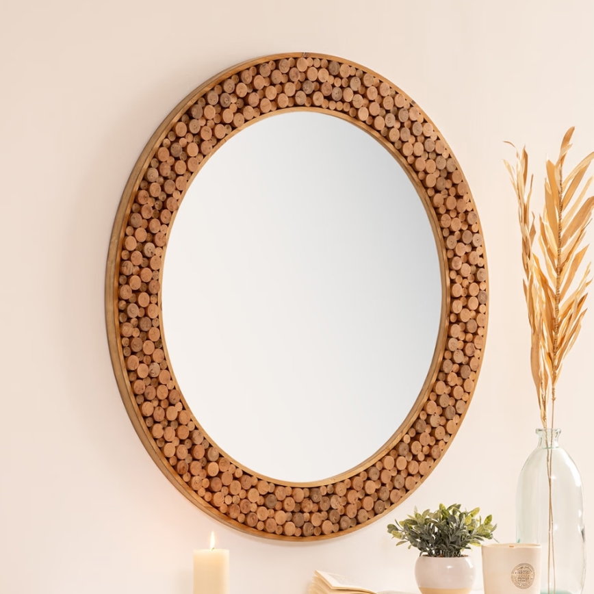 Atmosphera - Nástěnné zrcadlo ANOKI pr. 99 cm eukalyptus