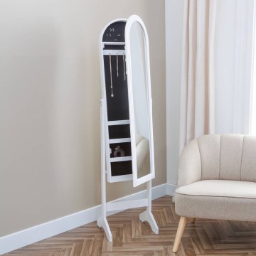 Atmosphera - Stojací zrcadlo se šperkovnicí LEXY 158x38 cm bílá