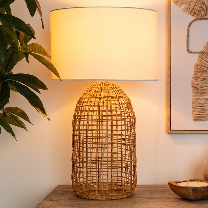 Atmosphera - Stolní lampa KARLA 1xE27/25W/230V ratan