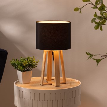 Atmosphera - Stolní lampa MOLU 1xE27/25W/230V borovice/černá