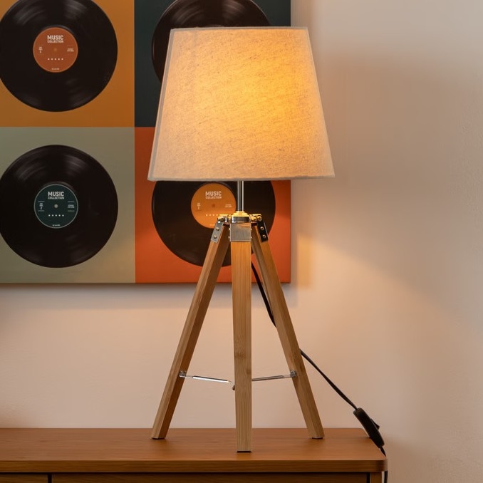 Atmosphera - Stolní lampa RUNO 1xE27/25W/230V bambus/krémová