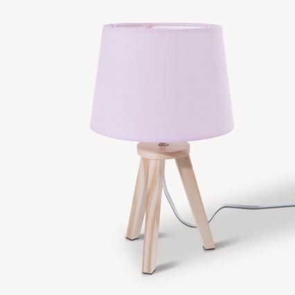 Atmosphera - Stolní lampa TRIPOD 1xE14/40W/230V borovice/růžová