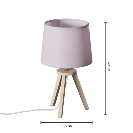 Atmosphera - Stolní lampa TRIPOD 1xE14/40W/230V borovice/růžová