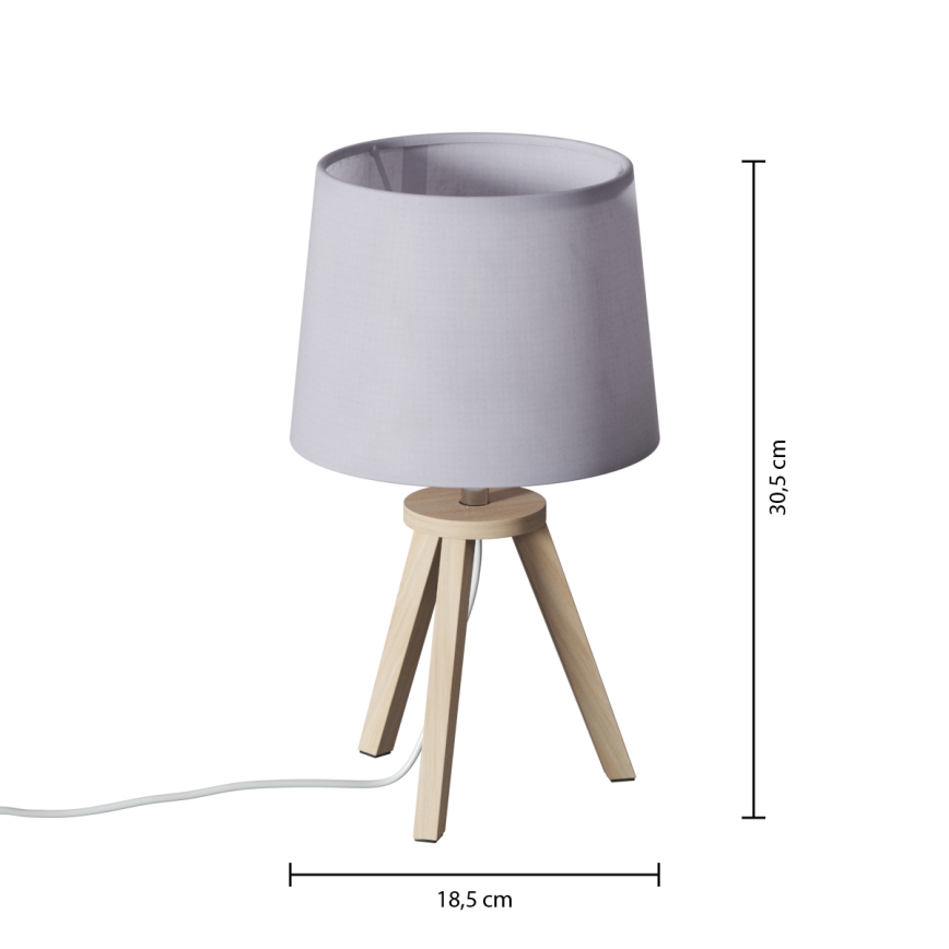 Atmosphera - Stolní lampa TRIPOD 1xE14/40W/230V borovice/šedá
