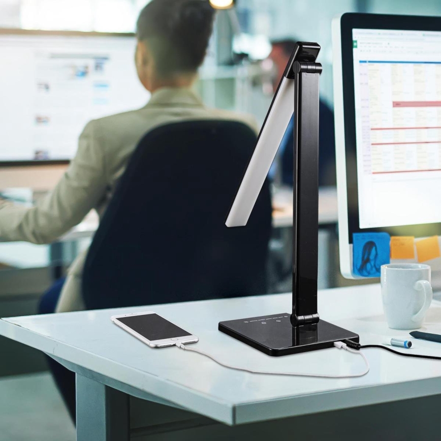 B.K. Licht 1004 - LED Stmívatelná dotyková stolní lampa s USB LED/5W/230V černá