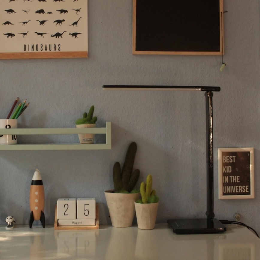 B.K. Licht 1004 - LED Stmívatelná dotyková stolní lampa s USB LED/5W/230V černá
