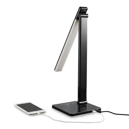 B.K. Licht 1004 - LED Stmívatelná dotyková stolní lampa s USB LED/5W/230V černá