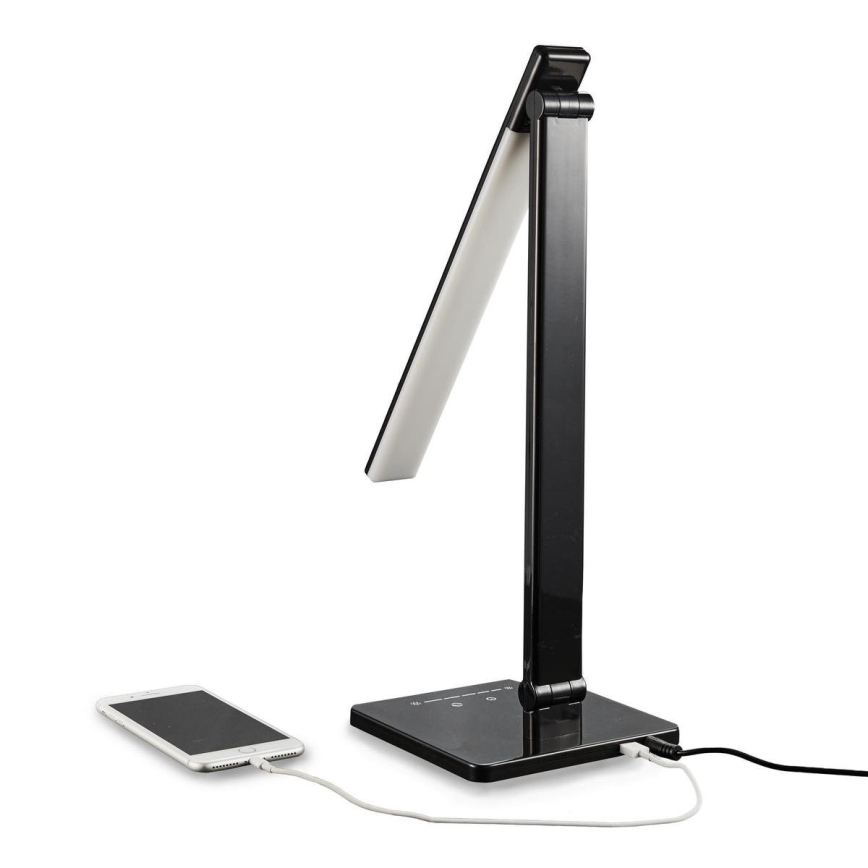 B.K. Licht 1004 - LED Stmívatelná dotyková stolní lampa s USB LED/5W/230V černá