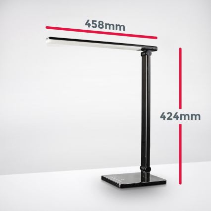 B.K. Licht 1004 - LED Stmívatelná dotyková stolní lampa s USB LED/5W/230V černá