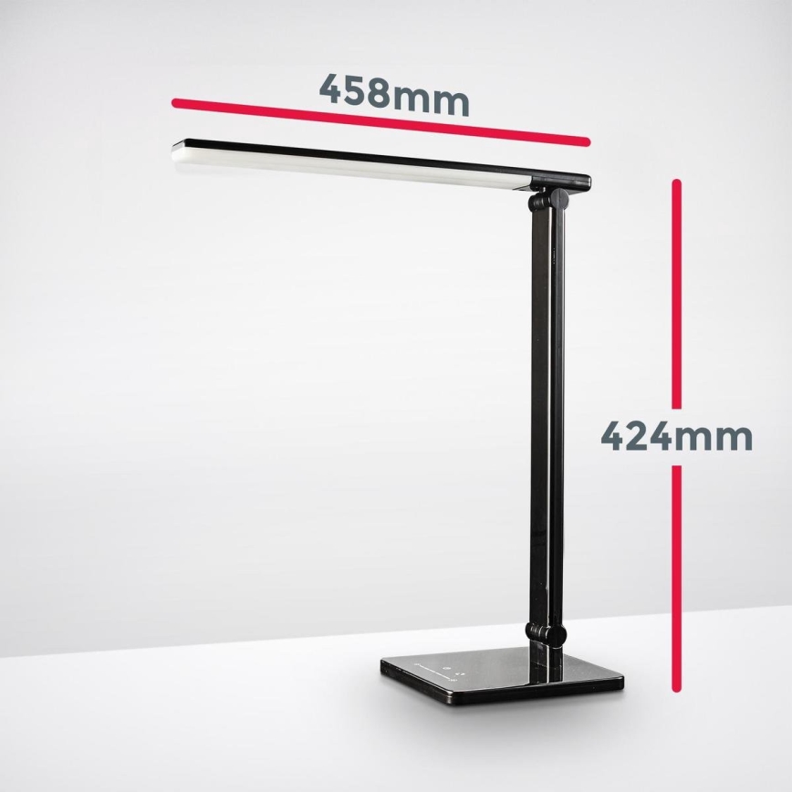 B.K. Licht 1004 - LED Stmívatelná dotyková stolní lampa s USB LED/5W/230V černá