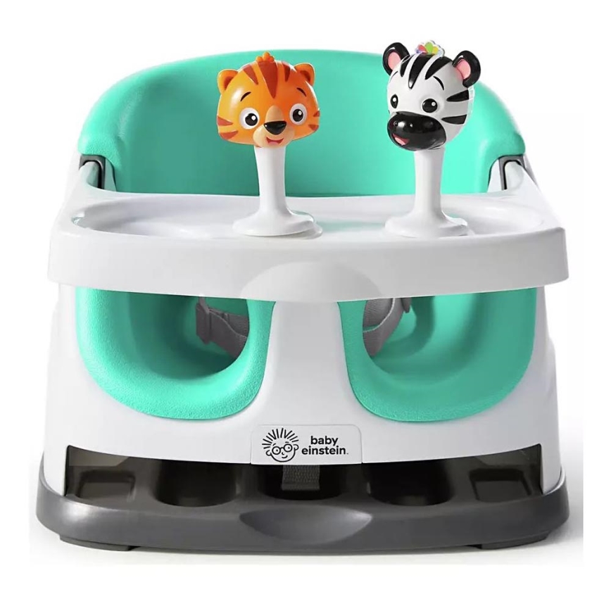 Baby Einstein - Podsedák na jídelní židli s 2 hračkami 2v1 DINE&DISCOVER