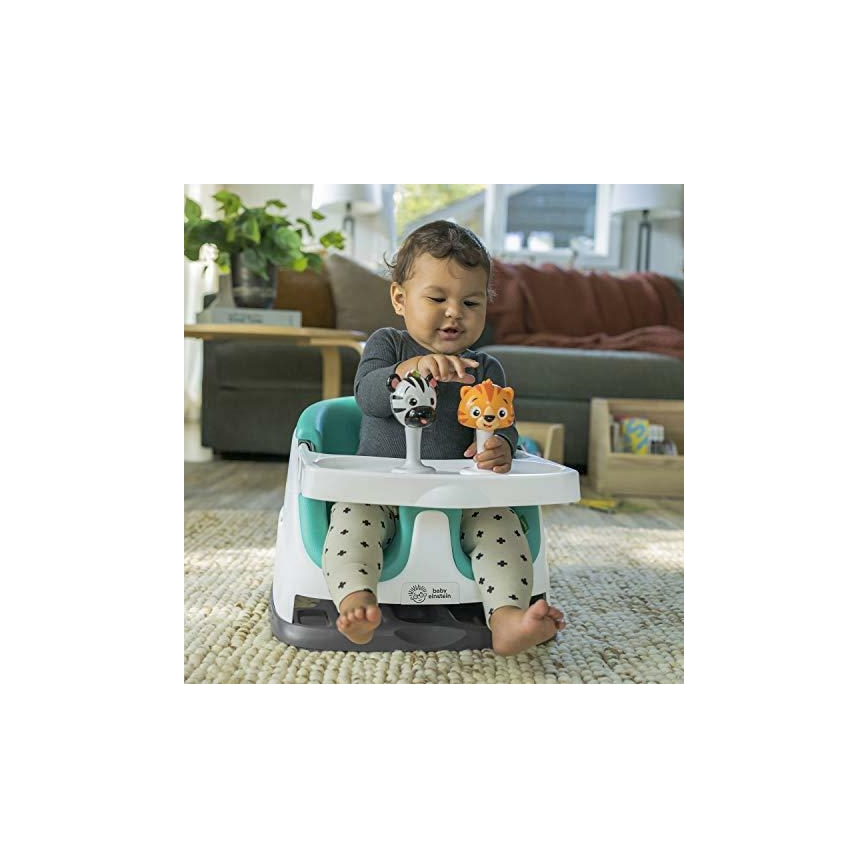 Baby Einstein - Podsedák na jídelní židli s 2 hračkami 2v1 DINE&DISCOVER
