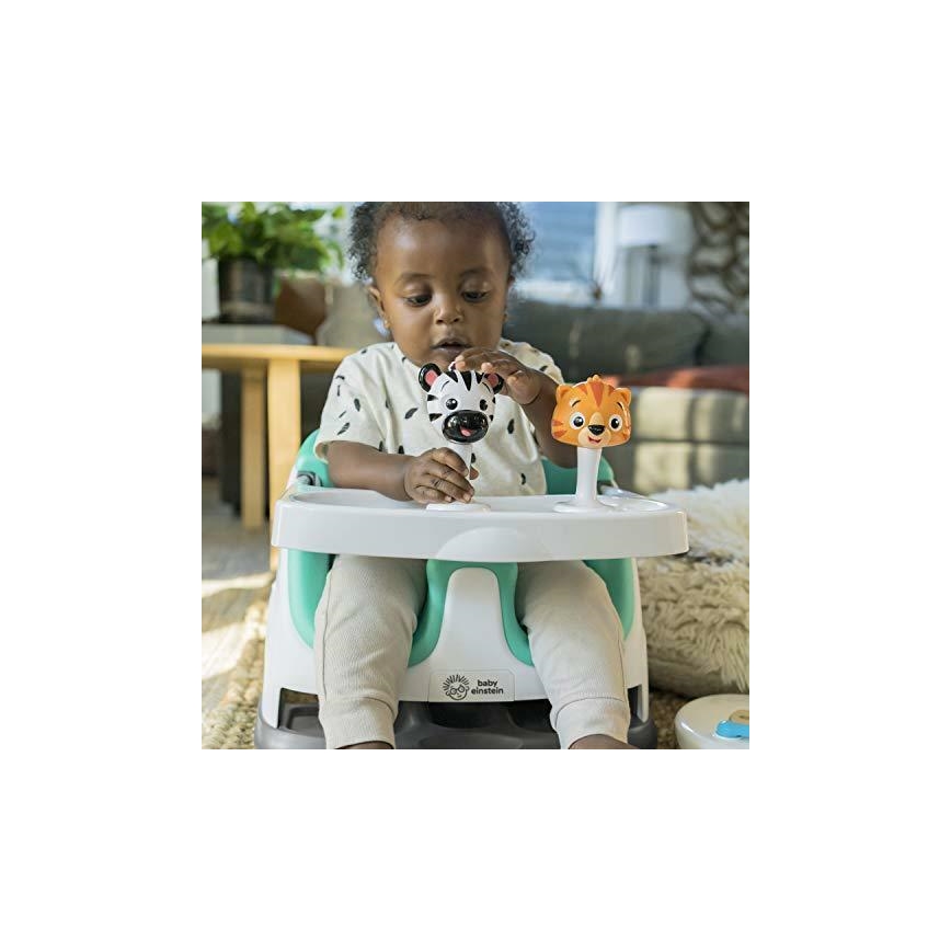 Baby Einstein - Podsedák na jídelní židli s 2 hračkami 2v1 DINE&DISCOVER