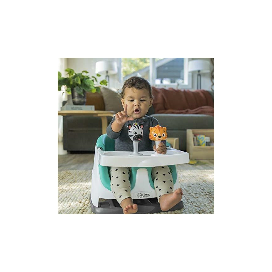 Baby Einstein - Podsedák na jídelní židli s 2 hračkami 2v1 DINE&DISCOVER