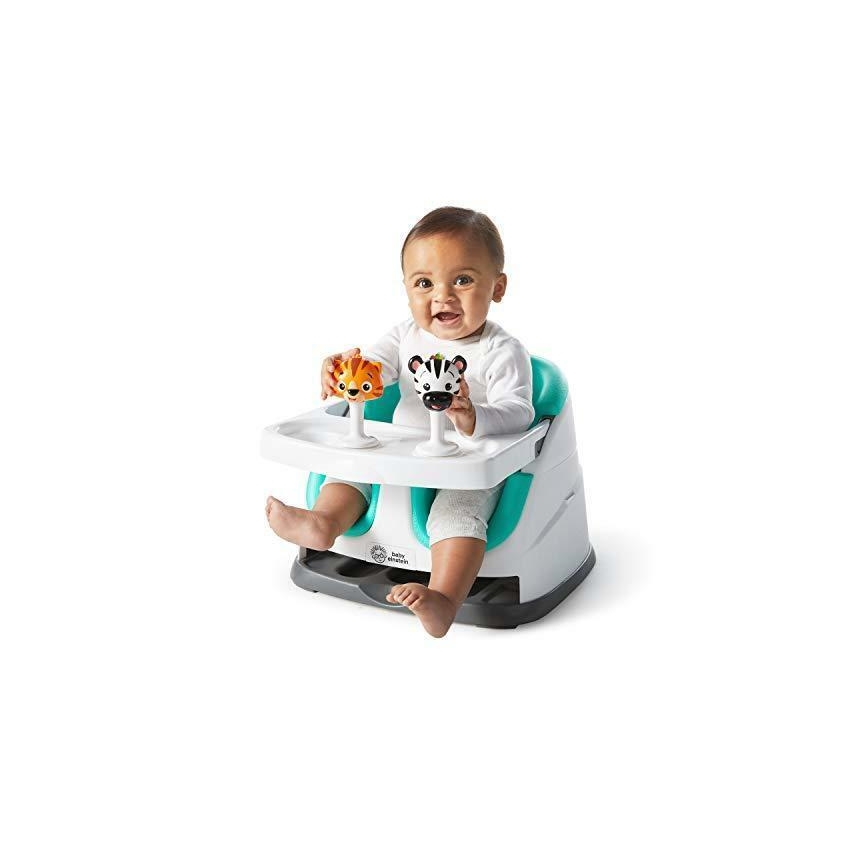 Baby Einstein - Podsedák na jídelní židli s 2 hračkami 2v1 DINE&DISCOVER