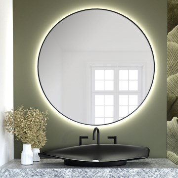 Baltica Design - LED Koupelnové nástěnné zrcadlo s podsvícením BRIGHT LED/15W/230V 3000K pr. 90 cm IP65 černá