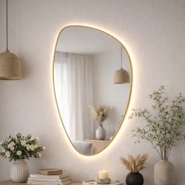 Baltica Design - LED Koupelnové nástěnné zrcadlo s podsvícením STONE FLUID LED/15W/230V 2700K 92x55 cm IP65 zlatá
