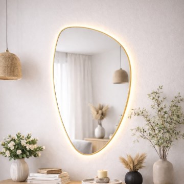 Baltica Design - LED Koupelnové nástěnné zrcadlo s podsvícením STONE FLUID LED/15W/230V 4500K 92x55 cm IP65 zlatá