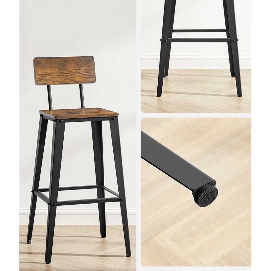 Barová židle AVEN 2 ks hnědá/černá