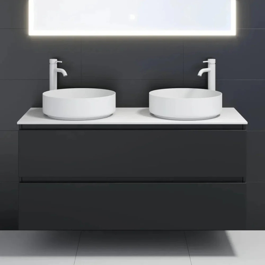 BATH DELUXE 06-040-16-01-00 - Umyvadlo na desku LJORDAL pr. 40 cm nerezová ocel/matná bílá