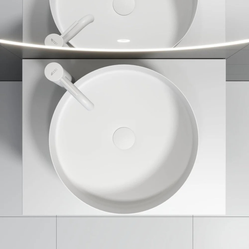 BATH DELUXE 06-040-16-01-00 - Umyvadlo na desku LJORDAL pr. 40 cm nerezová ocel/matná bílá