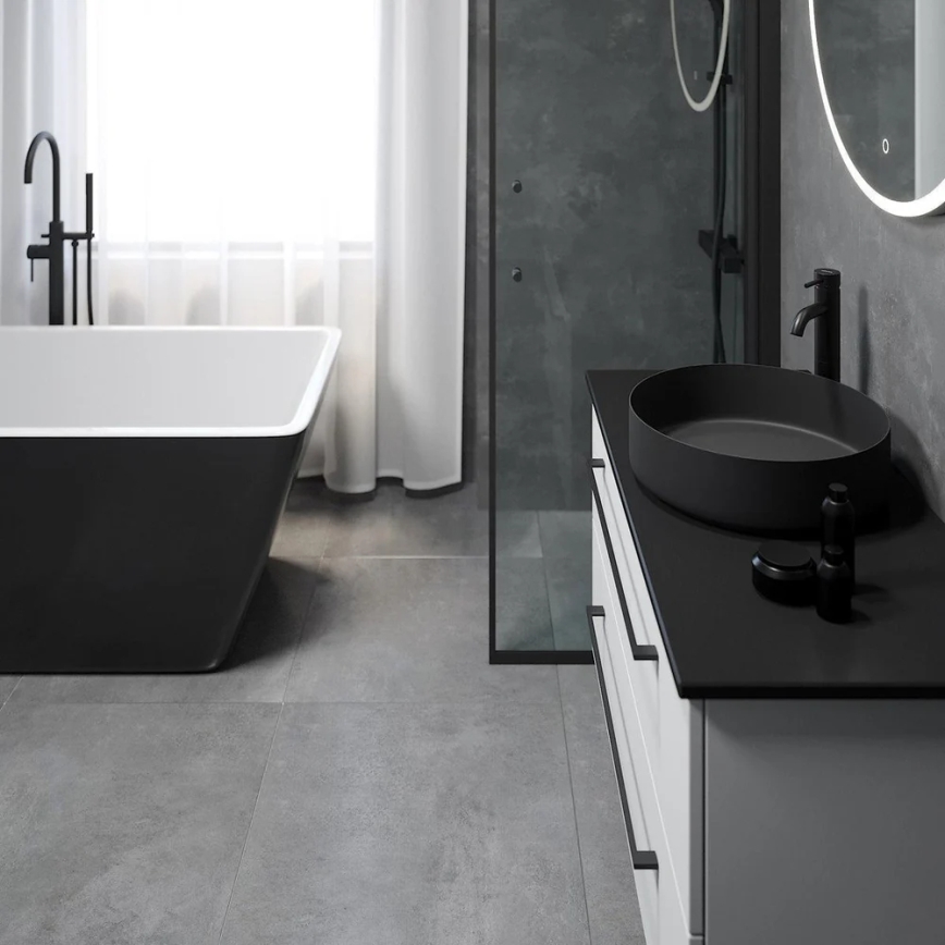 BATH DELUXE 06-040-16-02-00 - Umyvadlo na desku LJORDAL pr. 40 cm nerezová ocel/matná černá