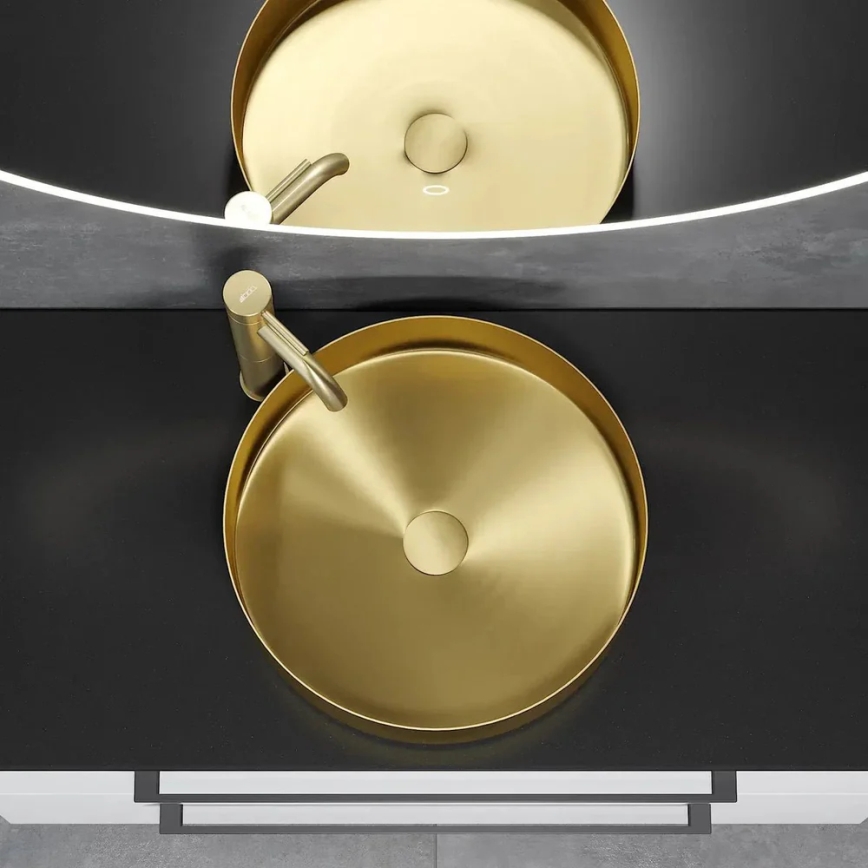 BATH DELUXE 06-040-16-70-00 - Umyvadlo na desku LJORDAL pr. 40 cm nerezová ocel/kartáčovaná mosaz