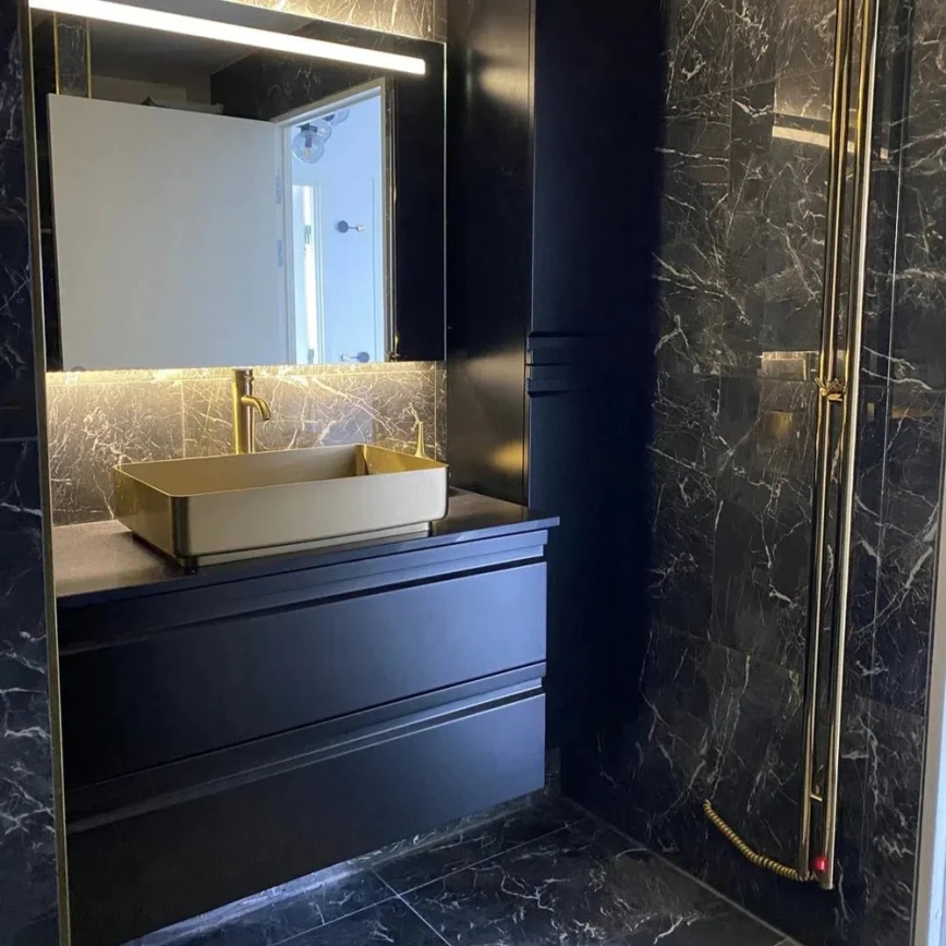 BATH DELUXE 06-052-18-70-00 - Umyvadlo na desku LJORDAL 52x34 cm nerezová ocel/kartáčovaná mosaz