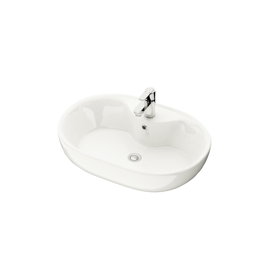 BATH DELUXE 06-060-08-11-00 - Umyvadlo na desku TROMSO 59,5x41 cm keramika/lesklá bílá