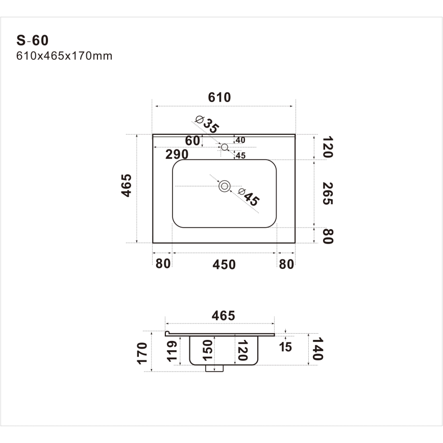BATH DELUXE 06-060-27-11-00 - Zápustné umyvadlo LILLESNAD 61x46 cm keramika/bílá
